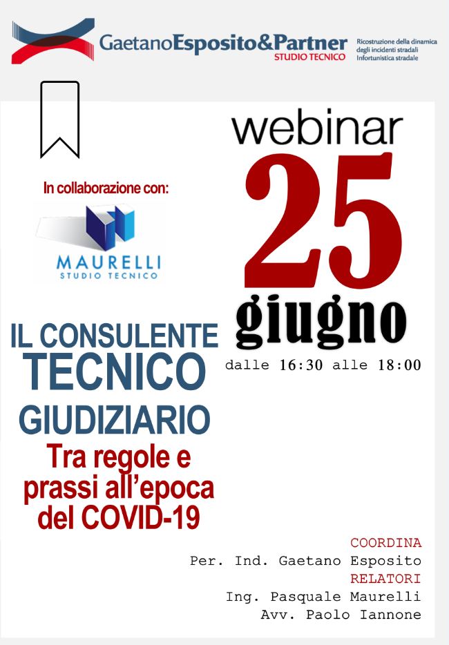 Webinar GRATUITO: Il Consulente tecnico Giudiziario tra regole e prassi all'epoca del covid-19 (25 giugno 2020)