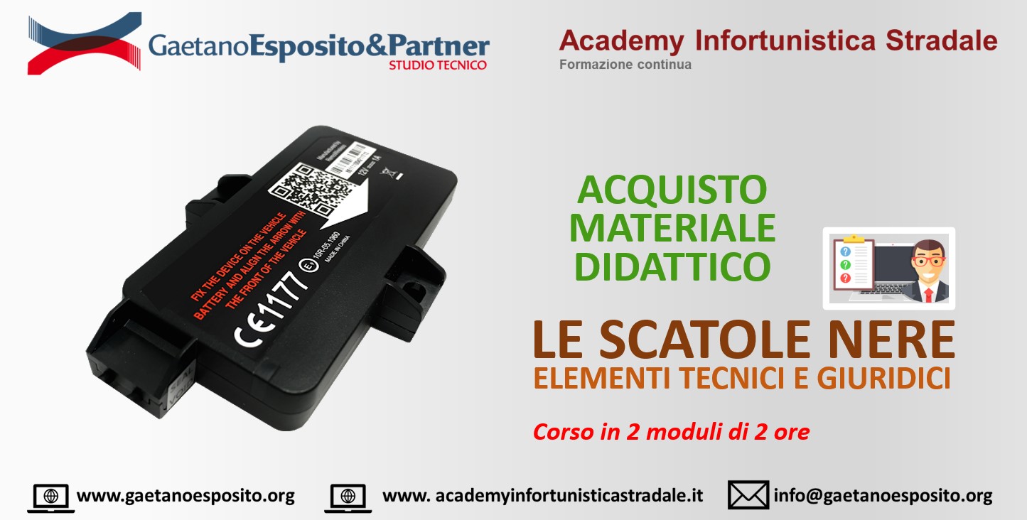 Video e slide del corso Scatola nera auto - cos'è e come funziona - Modulo  1 e 2 - Academy Infortunistica Stradale